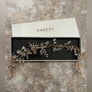 Gold Headband with pearls, crystals